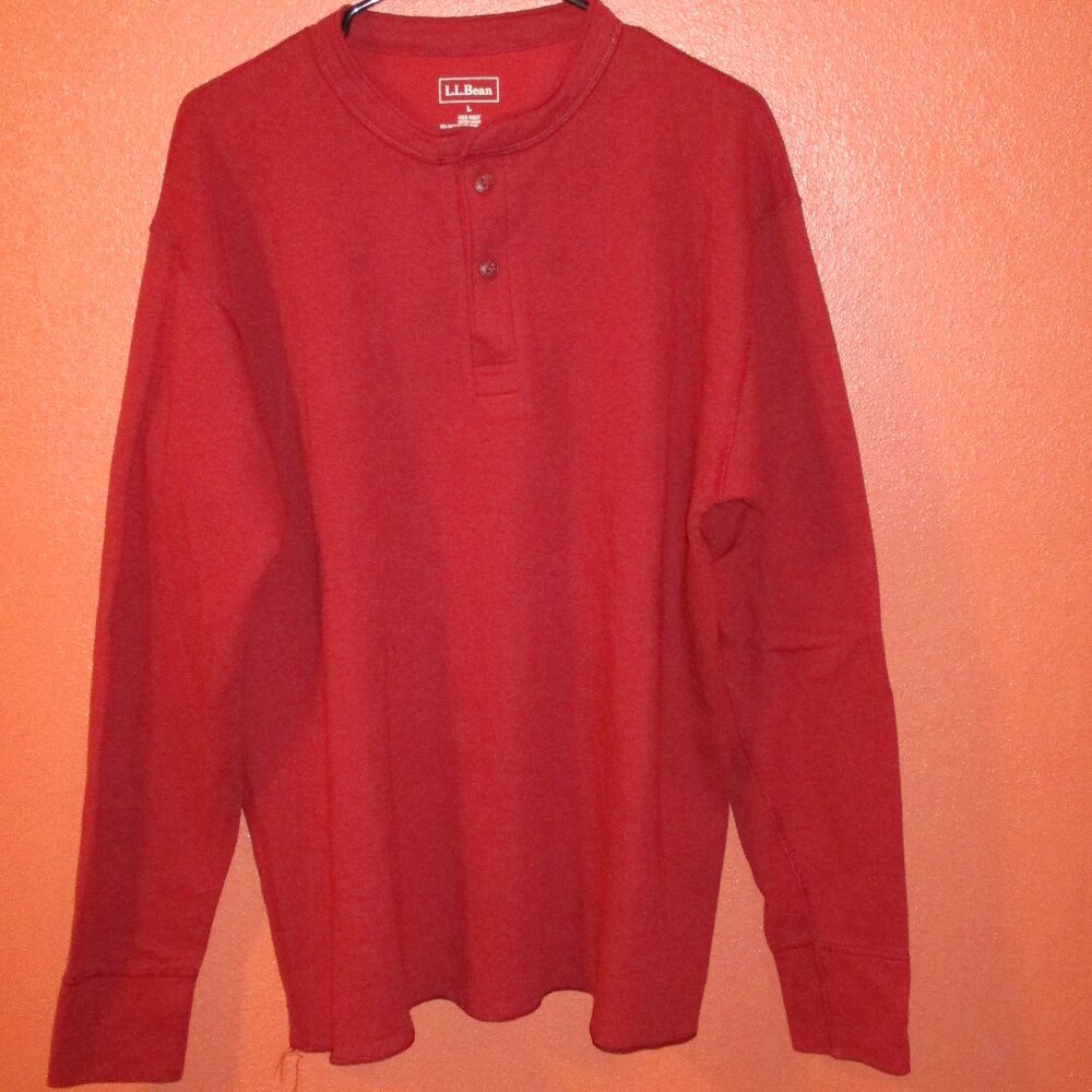 LL Bean Shirt Woman Large Red Travel Outdoors Vacation Long Sleeve Shirt